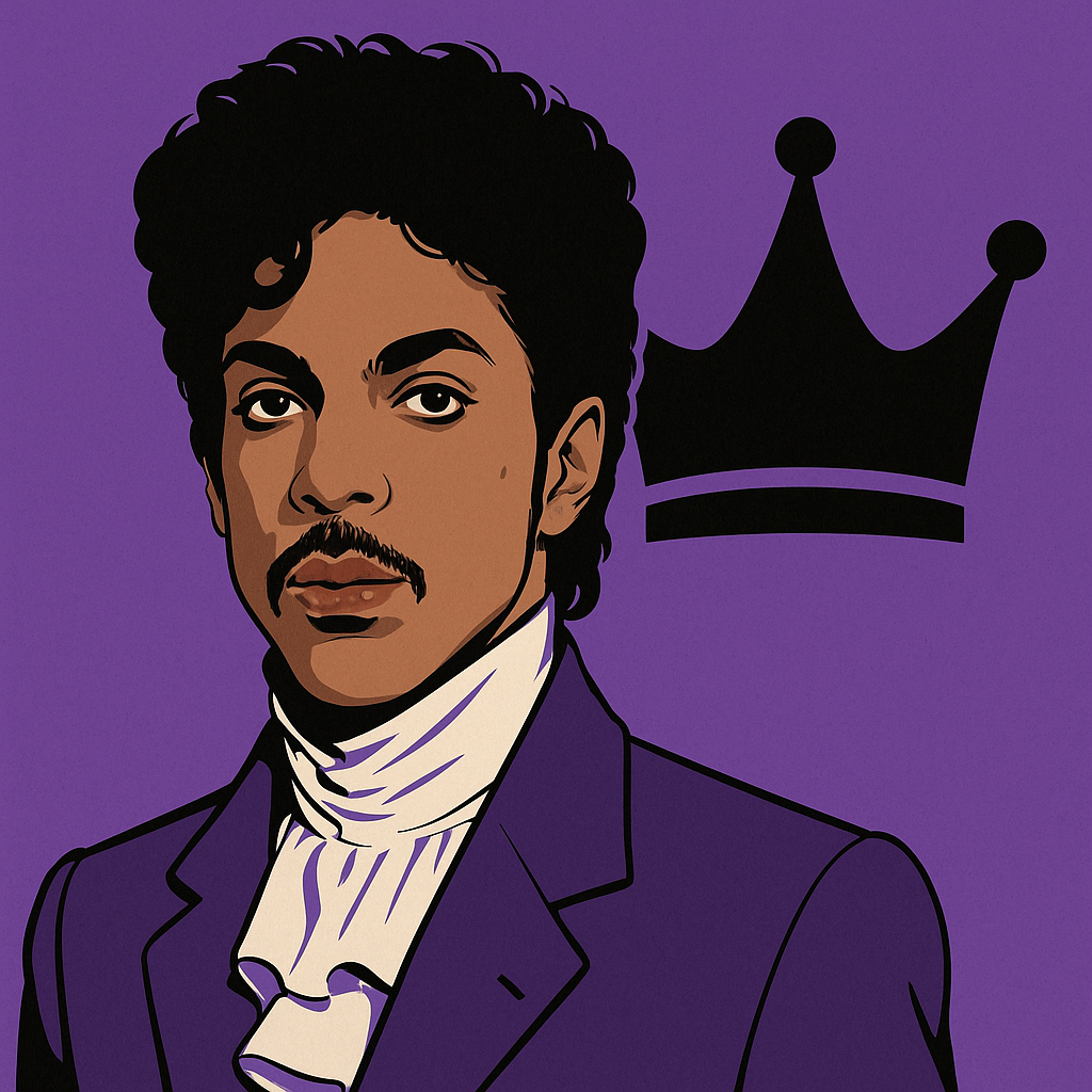 Illustration of a family estate dispute involving music royalties and a torn Will, symbolizing the legal conflict following Prince’s death without a Will.