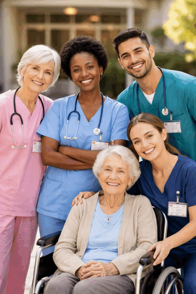 A group of support workers